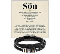 To My Son Bracelet, Never Forget How Much I Love You Forever Bracelet Best Gift for Adult Son, Birthday Presents from Mom Dad, Christmas Gifts for Men, with Strength Message Card & Gift Box, One Size