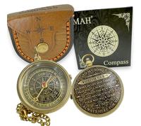 to My Son Brass Pocket Compass Gift - Embossed “Wherever Your Journey in Life May Take You” Message, Handmade Brass Compass with Needle Lock & Leather Case, Graduation Birthday Baptism Keepsake