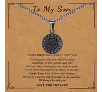 To My Son Compass Pendant Necklace Gift, Personalized Engraved Compass, Milestone Necklace for Son, Men's Pendant, Important Commemorative Day, Graduation, Birthday Gift, Stainless Steel, stainless