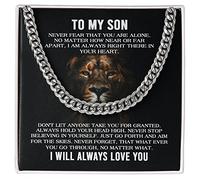 To My Son Cuban Chain Necklace from Mom, Son Necklace from Dad, Mother And Son Necklace, Necklace for Son, Son Gifts from Father, 14K Yellow Gold, No Gemstone