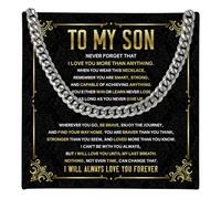 To My Son Cuban Link Chain Necklace from Mom and Dad, Meaningful Gift of Love and Strength, with Message Card and Gift Box, Inspirational Jewelry for Son on Birthday, Graduation, or Christmas