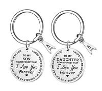 To My Son Daughter Inspirational Gift Keychain From Dad Mom Never Forget That I Love You Forever Key Ring, To My Daughter, Medium
