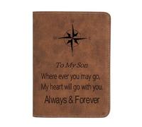 To My Son Gifts, Leather Passport Holder for Men Personalized Engraved Passport Holder,Birthday Christmas Gifts, Where ever you Son, Leather