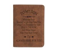 To My Son Gifts, Leather Passport Holder for Men Personalized Engraved Passport Holder,Birthday Christmas Gifts, Always here for you Son, Leather