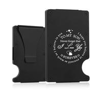 To My Son Gifts,Minimalist Personalized Engraved Metal Wallet,Slim Wallet for Men,Birthday Christmas Gifts Graduation Gift for Son from Mom Dad,Inspirational Gifts, Never forget
