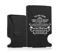 To My Son Gifts,Minimalist Personalized Engraved Metal Wallet,Slim Wallet for Men,Birthday Christmas Gifts Graduation Gift for Son from Mom Dad,Inspirational Gifts, I Want You