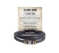To My Son Grandson Bracelet From Mom Grandma, Infinity Knot Love You Forever Linked Together Handmade Leather Cuff Mens Birthday Weave Gift Jewelry, One Size, Leather Zinc, no gemstone