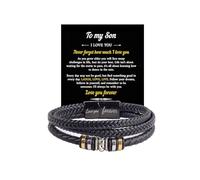 To My Son Grandson Bracelet From Mom Grandma, Infinity Knot Love You Forever Linked Together Handmade Leather Cuff Mens Birthday Weave Gift Jewelry, One Size, Leather Zinc, no gemstone