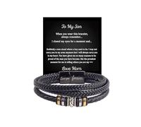 To My Son Grandson Bracelet From Mom Grandma, Infinity Knot Love You Forever Linked Together Handmade Leather Cuff Mens Birthday Weave Gift Jewelry, One Size, Leather Zinc, no gemstone