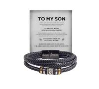 To My Son Grandson Bracelet From Mom Grandma, Infinity Knot Love You Forever Linked Together Handmade Leather Cuff Mens Birthday Weave Gift Jewelry, One Size, Leather Zinc, no gemstone