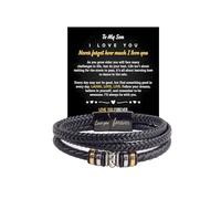 To My Son Grandson Bracelet From Mom Grandma, Infinity Knot Love You Forever Linked Together Handmade Leather Cuff Mens Birthday Weave Gift Jewelry, One Size, Leather Zinc, no gemstone