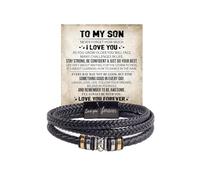 To My Son Grandson Bracelet From Mom Grandma, Infinity Knot Love You Forever Linked Together Handmade Leather Cuff Mens Christmas Xmas Birthday Weave Gift Jewelry, M, Leather, no gemstone