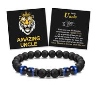 To My Son Grandson Nephew Brother Friend Dad Husband Uncle Stepdad Brother-in-Law Son-in-Law Father-in-Law Bracelet Gifts, Elastic Rope Beads Bracelet for Boys Men on Birthday Christmas Valentines