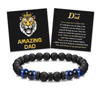 To My Son Grandson Nephew Brother Friend Dad Husband Uncle Stepdad Brother-in-Law Son-in-Law Father-in-Law Bracelet Gifts, Elastic Rope Beads Bracelet for Boys Men on Birthday Christmas Valentines