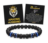 To My Son Grandson Nephew Brother Friend Dad Husband Uncle Stepdad Brother-in-Law Son-in-Law Father-in-Law Bracelet Gifts, Elastic Rope Beads Bracelet for Boys Men on Birthday Christmas Valentines