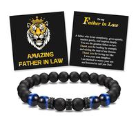 To My Son Grandson Nephew Brother Friend Dad Husband Uncle Stepdad Brother-in-Law Son-in-Law Father-in-Law Bracelet Gifts, Elastic Rope Beads Bracelet for Boys Men on Birthday Christmas Valentines