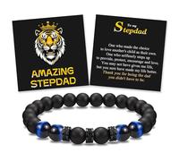 To My Son Grandson Nephew Brother Friend Dad Husband Uncle Stepdad Brother-in-Law Son-in-Law Father-in-Law Bracelet Gifts, Elastic Rope Beads Bracelet for Boys Men on Birthday Christmas Valentines