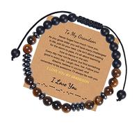 To My Son Grandson/Son/Daughter Hematite Natural Lava Stone Bead Morse Code Bracelet Adjustable Crystal Tiger Eye Braided Rope Bracelet for Men Women Graduation Gift Inspirational Jewelry, 11.8 inches