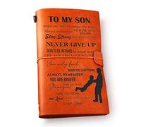 to My Son Leather Journal Notebook from Dad - Son Leather Travel Journal Stay Positive Inspirational Embossed Writing Journal Gift for Birthday Graduation Christmas