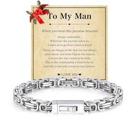 To My Son/Man/Husband Bracelet: 6.2mm Width 7.8/8.6/9.4''Stainless Steel Link Bracelets Gifts,Men's Byzantine Handchain Jewelry,Birthday,Christmas,Thanksgiving Present for Him,Boyfriend,Gift Card&Box