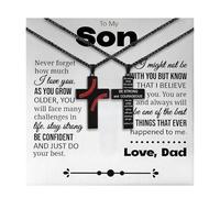 To My Son Necklace Baseball Cross Necklace for Men Stainless Steel Cross Pendant Chain Inspirational Bible Verse Religious Gift, Stainless Steel, No Gemstone