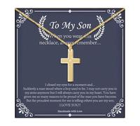To My Son Necklace Christian Cross Pendant Xquisitely Engraved Lord'S Prayer Necklace Birthday Inspirational Gifts for Son, Stainless Steel, No Gemstone