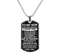 To My Son Necklace from Dad Sons Inspirational Dog Tag Necklace Gifts for Men Boys Birthday Graduation Gifts for Teen Boys Sons I Love You Gift from Dad Father and Son Resin Military Necklaces