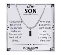To My Son Necklace from Mom Dad Mens Snake Chain Pendant Necklace Gifts for Son Inspirational Birthday Gifts for Men, Stainless Steel, No Gemstone