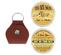 To My Son Never Forget How Much I Love You Just Do Your Best Personalized Dad and Sons Fist Bump Pocket Hug Keychain, Custom Fathers day To My Son Pocket Hug Keychain Gift From Daddy,Papa,Fathers