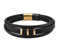 To My Son-Never Walk Alone Braided Bracelet Set, Black Leather Bracelet Gift for Son, Birthday, Graduation, Christmas Keepsake (gold)