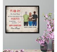 To My Son Personalised Portrait Name Canvas Frame Decor The Only Thing Better Than Being Your Parents Is Watching You Be A Dad Canvas Father's Day Decor Gifts For Son From Dad Mom (style 11)
