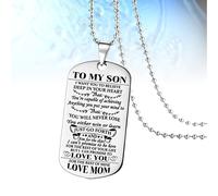 To My Son Tag Pendant Letters Boys Necklace Military Chain