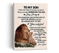 to My Son When Life Tries to Knock You Down Canvas Painting Framed Wall Art Decor for Living Room Bedroom, Rustic Inspirational Son Canvas Poster Print Son Gifts from Dad