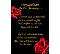 to My Soulmate' Anniversary Verse Poem Greeting Card