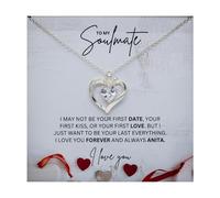 To My Soulmate - Choice of Silver Necklaces in a Mahogany Gift Box with a Heart Themed Custom Message Card - Gift From Him For Anniversary (Silver Love Knot, Luxury Wooden LED Gift Box)