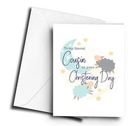to My Special Cousin on Your Occasions > Christening Day Male (Sheep) - A5 Greetings Card