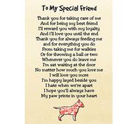 To My Special Friend From English Bull Terrier Dog Poem Laminated Keepsake Card Ideal Birthday Gift F265