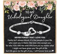 To My Unbiological Daughter Bracelet Birthday Graduation Christmas Inspirational Gifts with Message Card Unbiological Daughter Jewelry Gift from Mom, Bonus Daughter Never forgot I Love You