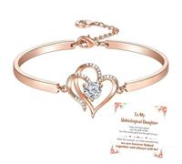 To My Unbiological Daughter-I always with You Double heart Bracelet, Infinity Heart Bracelet with Message Card, Forever Love Jewelry Gift for Birthday Graduation Christmas