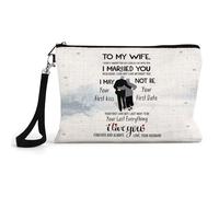 to My Wife - My Last Everything, Forever and Always, Romantic Love Quote, Linen Cosmetics Bag, Make up Bag for Girls, Beauty Bag.