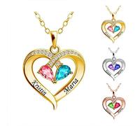 To My Wife Necklace -Family's Love Engraved Name Pendant, Custom Necklaces for Women, Always Yours - Birthstone Heart Necklace, Customizable Jewelry for Wife, Personalised Gifts for Women Girlfriend