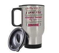 To My Wife Never Forget That I Love you Romantic Present from Husband to wife, Boyfriend to Girlfriend, Hubby to Wifey, Anniversary, Birthday, Silver/White Insulated Travel Tea/Coffee Mug. (Silver)