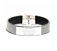 to My Wife Stainless Steel Bracelet, Never Forget That I Love You I Hope You Believe in Yourself, Best Birthday Gifts, Inspirational Gifts from Husband