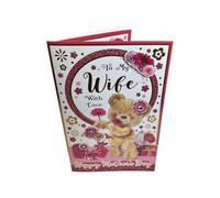 To My Wife Teddy With Blooming Flowers Design Mother's Day Boxed Card