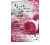 to My Wife with Love Pink Rose & Hearts Sentiments Anniversary Card Lovely Verse