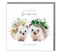 To My Wonderful Grandparents - Two hedgehogs - Christmas Card with Grey Envelope by Lola Design