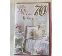 To My Wonderful Wife On Your Birthday 70 Birthday Card Age 70 70th Seventy White/Pink/Silver Window Seat/Words 3D/Foil Detail(PRELUDE45687)