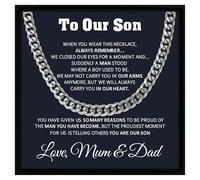 To Our Son Cuban Chain Necklace - Gift from Mum and Dad with Heartfelt Message Card - Gift for Birthday, Graduation or Christmas in Gift Box