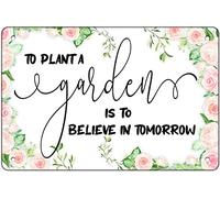 To Plant a Garden Is to Believe in Tomorrow Metal Tin Signs backyard decor Funny Vintage Tin Sign Wall Art Decor Iron Poster for Home Farmhouse Bar Cafe Pub Garage Man Cave Gifts 12 x 8 Inch