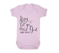 to Pray is to let go Religious Faith Quote [FHSVG] Baby Grow Vest, 6-12 Months, Pastel Pink